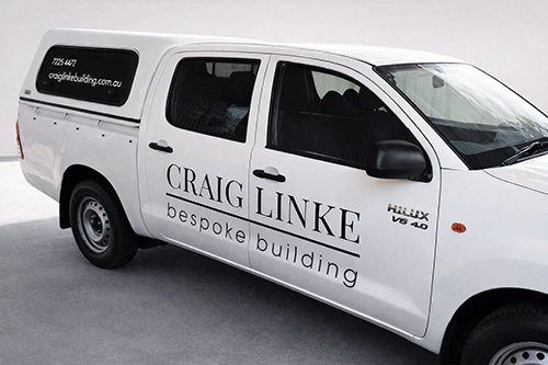 Ute door lettering - Craig Linke bespoke building vinyl graphics